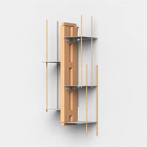 Libreria verticale Fissaggio a PARETE SOSPESA ZIA VERONICA 20x32xh 65 cm con struttura e bacchette in legno massello di faggio evaporato colore naturale. Mensole in acciaio smaltato