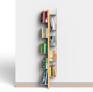Libreria verticale Fissaggio a PARETE ZIA VERONICA 20x32xh 155 cm con struttura e bacchette in legno massello di faggio evaporato colore naturale. Mensole in acciaio smaltato