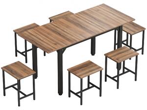 HOMCOM Set Pranzo 7 Pezzi per 4-6 Persone, Tavolo Allungabile 160 cm, Nero Noce | Aosom Italy