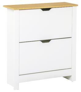 HOMCOM Scarpiera Moderna per 12 Paia Max con 2 Cassetti Regolabili e Rimovibili, in Legno, 72x26x80 cm, Bianco