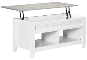 HOMCOM Tavolino rettangolare con piano sollevabile, 2 scomparti aperti, pannello truciolare 105 x 50 x 49 cm - bianco