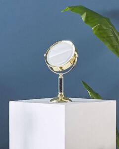 Specchio da tavolo double face per trucco a LED metallo dorato ø 13 cm 1x / 5x Beliani