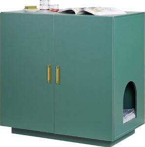 Armadietto per gatti - Armadietto per lettiere - Dimensioni 80 x 50 x 79 cm - In legno - Con fori di ventilazione - Doppia porta - Tavolino laterale - Adatto alla maggior parte delle lettiere