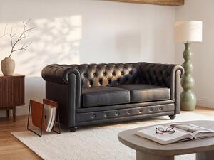 Divano 2 posti pelle di bufalo nero - CHESTERFIELD