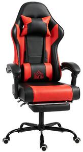 HOMCOM Sedia Gaming con Massaggio Lombare a Vibrazione, Reclinabile 155°, Altezza Regolabile, Poggiatesta e Poggiapiedi Retrattile, Rosso | Aosom Italy