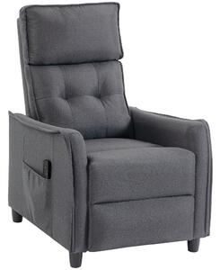 HOMCOM Poltrona Relax Reclinabile con Vibrazione Massaggiante, Imbottitura a Molle e Poggiapiedi, Effetto Lino, Grigio | Aosom Italy
