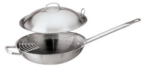 Wok Con Griglia E Coperchio Cm 32 Serie 2500 3-Ply Inox-Alluminio-Inox, peso 3,1 kg