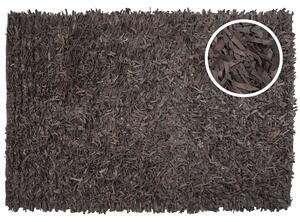 Tappeto Shaggy Pelle Marrone 160 x 230 cm pelo lungo Rettangolare Fatto a Mano Beliani