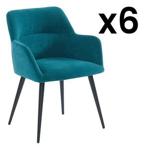 Lotto di 6 sedie Con braccioli Tessuto e metallo Blu - HEKA