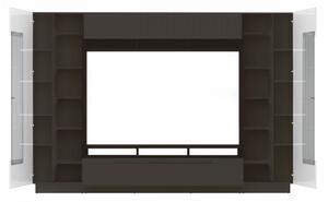 Parete TV con vani portaoggetti e LED in MDF laccato Antracite - BLAKE