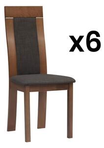 Lotto di 6 sedie Faggio e tessuto Noce e antracite - BELINDA