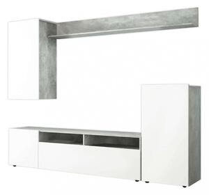 Parete attrezzata grande effetto marmo da soggiorno 210x36,5x170 cm in legno nobilitato bilaminato Brooklyn - Grey