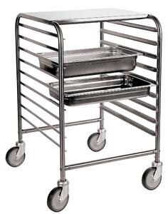 Carrello Per 9 Teglie GN 1/1 h. 65 Inox, peso 9,17 kg