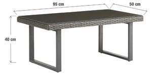 Tavolo da giardino Noa NATERIAL in acciaio con piano in vetro grigio / argento per 4 persone 50x95cm