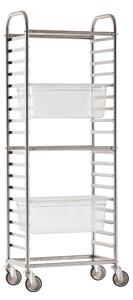 Carrello Gn 1/1 18 Teglie Inox, peso 14,5 kg 38,0 cm x 62,0 cm - h 164,0 cm 18 guide