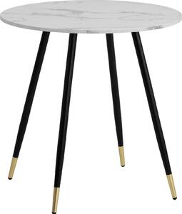 WOHNLING tavolo da pranzo 75x75x76 cm look marmo tavolo da pranzo bianco tavolo da cucina moderno con gambe in metallo piccolo tavolo da pranzo sala da pranzo rotonda