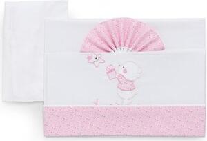 Italbaby Lenzuola Lettino Neonato Set in Cotone Federa + Sopra + Sotto con Angoli colore Rosa - Bear