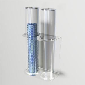 Porta coppette per gelato da parete 2 file 26,8xh50 cm - � 9,4 cm con valvola ferma coppette in silicone colore trasparente
