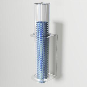 Porta coppette per gelato da parete 1 fila 15,4xh50 cm - � 9,4 cm con valvola ferma coppette in silicone colore trasparente