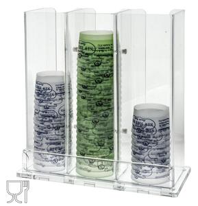 Porta coppette per gelato da Banco con segnaprezzi e 3 scomparti 31x14xh31 cm - colore trasparente