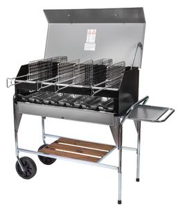Barbecue Portatile per 14-16 persone 4 griglie inox 25x35 FAMILY dimensioni 92x45 cm-peso 46 kg Lamiera Verniciata A forno grigio