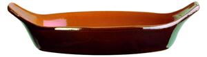 Teglia Ovale, pirofila in Terracotta Smaltata 20xh4,6 cm - lt 0,3 peso 0,4 kg No Piombo no Cadmio linea Terra Colore marrone
