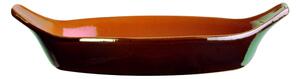 Teglia Ovale, pirofila in Terracotta Smaltata 25xh6 cm - lt 0,7 peso 0,7 kg No Piombo no Cadmio linea Terra Colore marrone