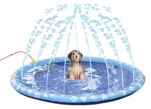 PawHut Piscina pieghevole a getti d'acqua per cane con Fondo antiscivolo, in PVC, 150 cm di diametro, blu | Aosom Italy