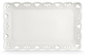 Vassoio rettangolare traforato in porcellana bianca traforata 35x22 cm colore bianco