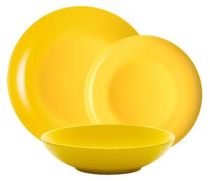 Servizio piatti 18 pezzi 6 posti tavola in porcellana con decoro Sottosmalto Collezione Mitika lavabile in lavastoviglie colore Giallo Sorrento