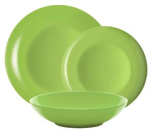 Servizio piatti 18 pezzi 6 posti tavola in porcellana con decoro Sottosmalto Collezione Mitika lavabile in lavastoviglie colore Verde Ortisei