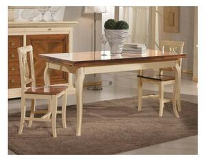 MOBILI 2G - Set tavolo legno allungabile bicolore +4 sedie legno seduta legno bicolore