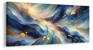 Quadro su tela – Linee dorate nella profondità blu