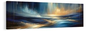 Quadro su tela – Linee dorate su superficie blu