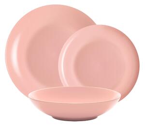 Servizio piatti 18 pezzi 6 posti tavola in porcellana con decoro Sottosmalto Collezione Mitika lavabile in lavastoviglie colore Capri Rosa