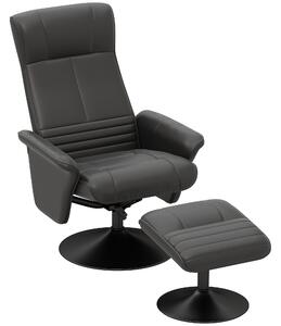 HOMCOM Poltrona Imbottita, Poltrona Accent con Poggiapiedi, girevole, ergonomico, Tessuto Microfibra, fino a 150 kg, Nero