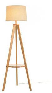 Piantana classica illuminando compasso te led lampada terra legno frassino paralume tessuto sabbia interni e27 - Illuminando