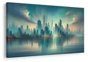 Quadro su tela – Silhouette di grattacieli al crepuscolo