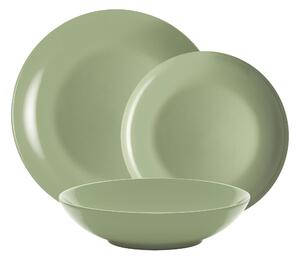 Servizio piatti 18 pezzi 6 posti tavola in porcellana con decoro Sottosmalto Collezione Mitika lavabile in lavastoviglie colore Verde salvia
