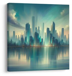 Quadro su tela – Riflesso della città sulla superficie dell’acqua