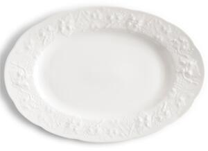 Piatto Ovale da portata in porcellana con decoro a rilievo cm 36 Collezione Toscana lavabile in lavastoviglie porcellana Di Limoges Bianco Freddo