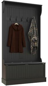 HOMCOM Attaccapanni Zapatero con Panca di Archiviazione e 5 Ganci Stile Moderno 96x34x179,7 cm Nero | Aosom Italy