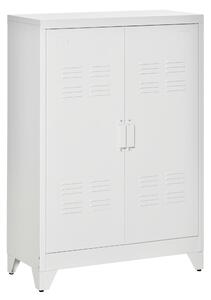 HOMCOM Armadio in Metallo con 2 Porte e 2 Ripiani Regolabili Mobile Multifunzione per Ufficio Salotto Camera da Letto 75x33x110cm Bianco | Aosom Italy