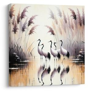 Quadro su tela – Gru nella mattina dorata