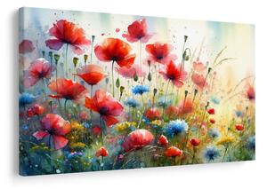 Quadro su tela – Papaveri rossi e fiordalisi blu