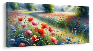 Quadro su tela – Campo in fiore sotto il cielo estivo