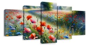 Quadro su tela – Papaveri rossi in un mare di fiori di campo
