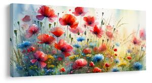Quadro su tela – Campo in fiore di papaveri e fiordalisi