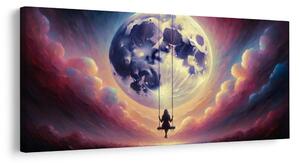 Quadro su tela – Altalena tra le nuvole e la luna