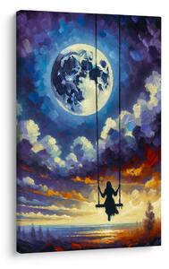 Quadro su tela – Ragazza nella luce della luna